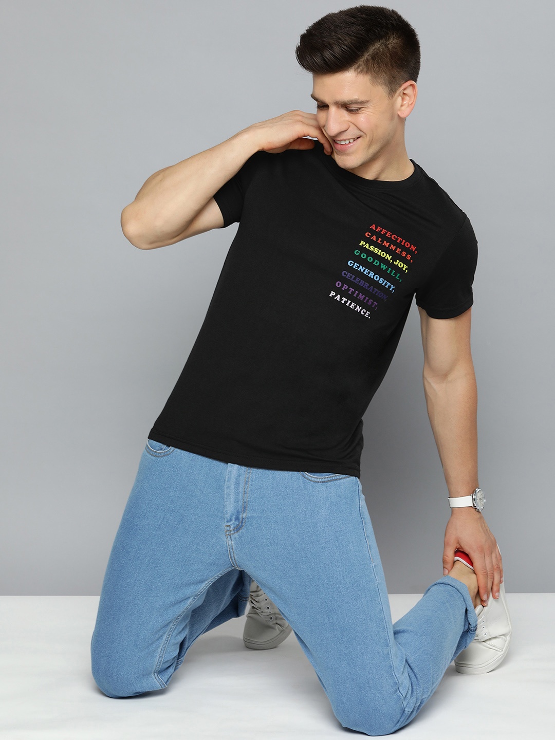 

Mast & Harbour Pride Men Black Typography Printed Slim Fit Casual T-shirt