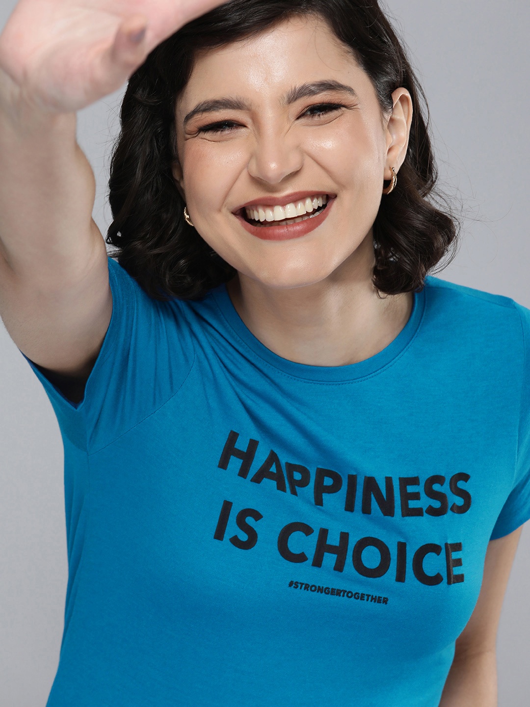 

Mast & Harbour Pride Women Blue Typography Printed T-shirt