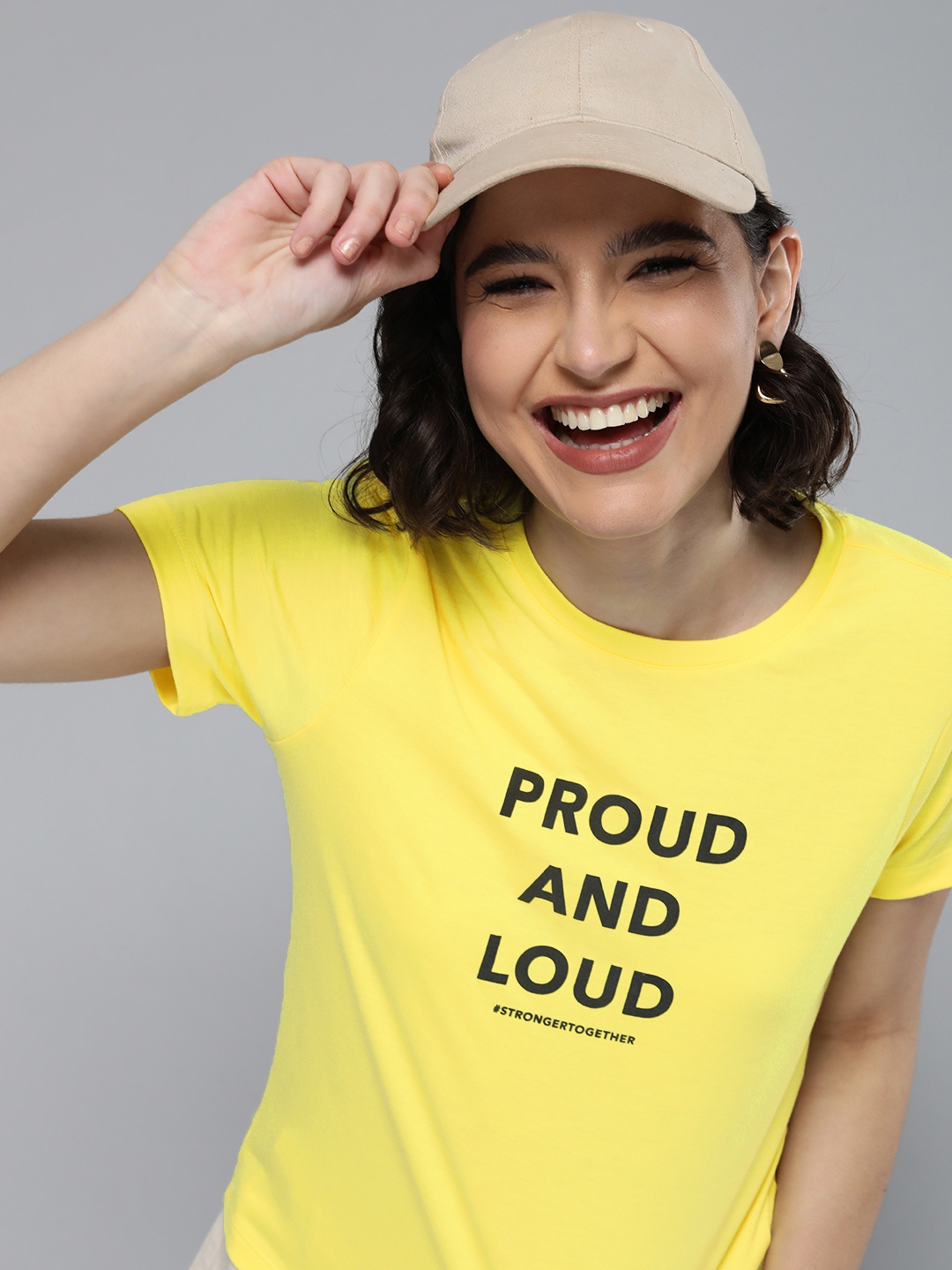 

Mast & Harbour Women Yellow & Black Typography Printed T-shirt
