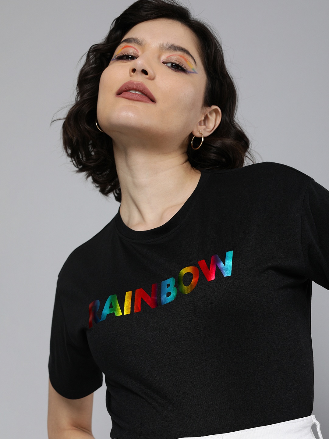 

Mast & Harbour Pride Women Black Typography Printed T-shirt