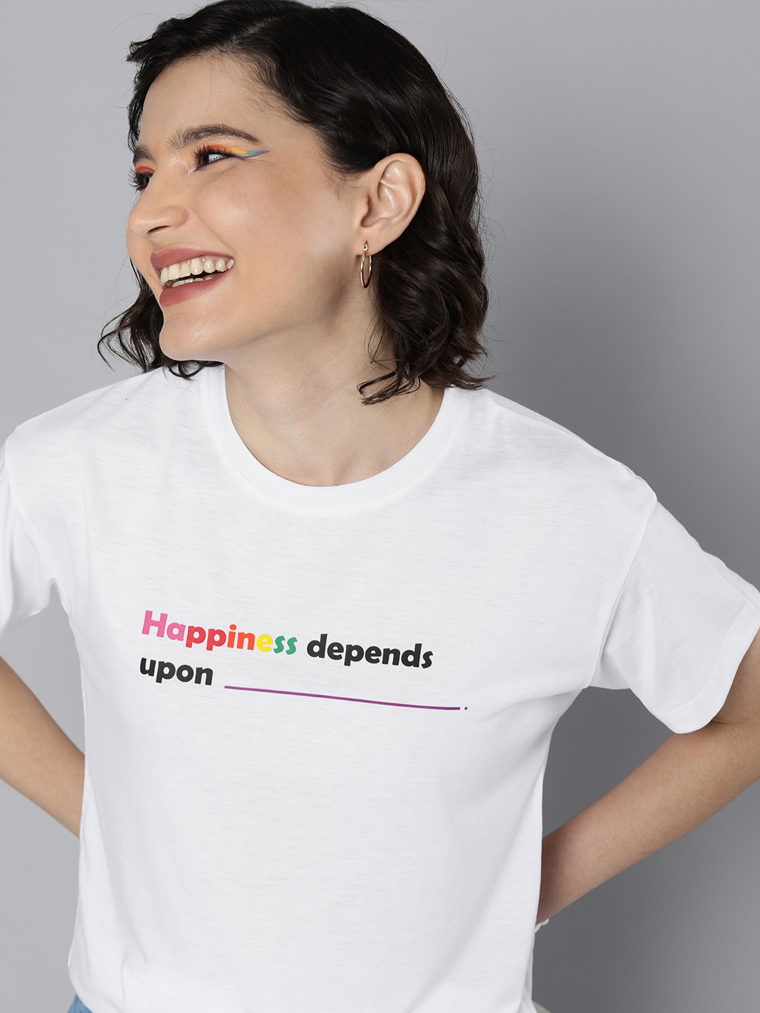 

Mast & Harbour Pride Women White & Black Typography Printed Slim Fit T-shirt