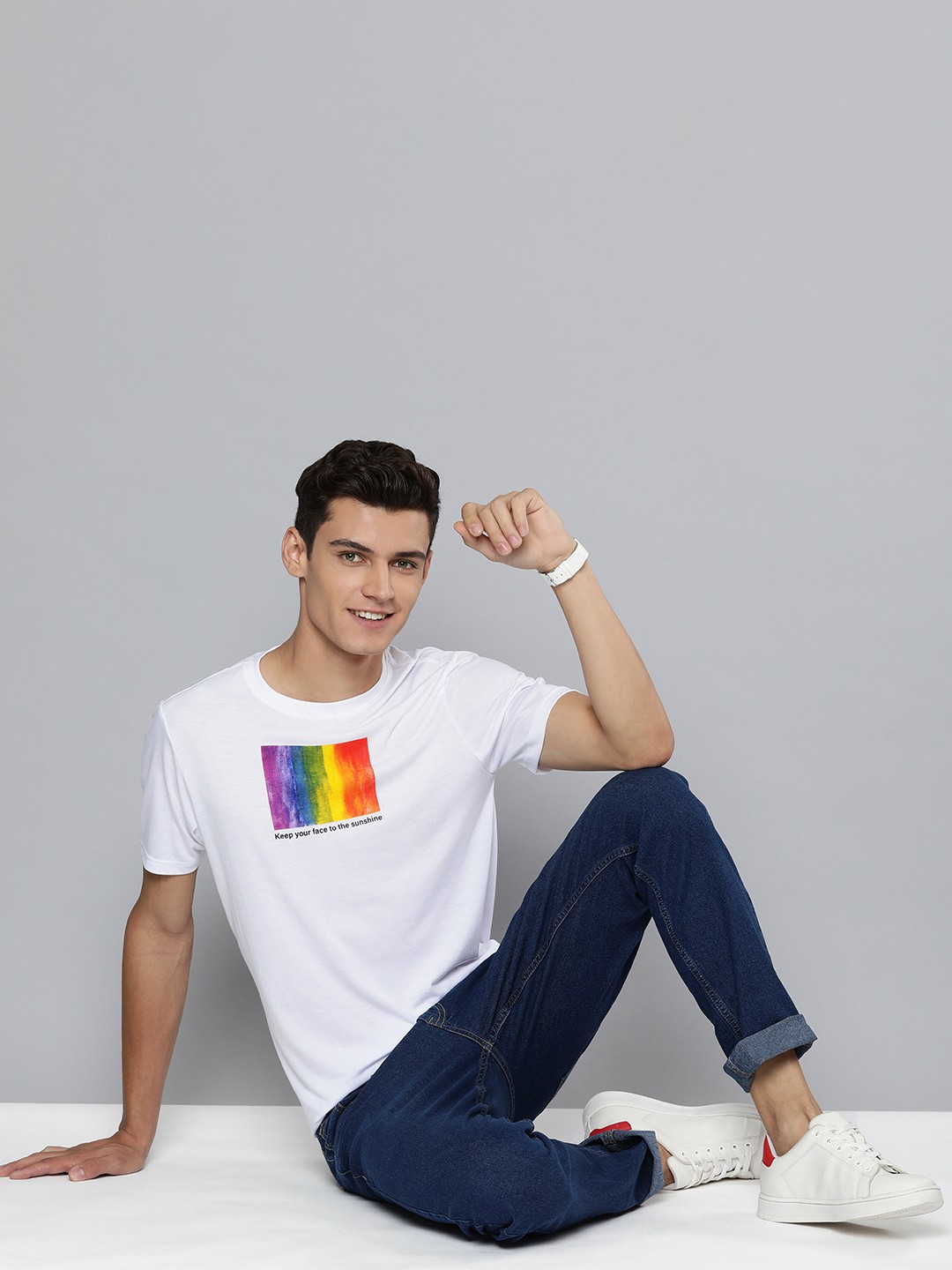 

Mast & Harbour Pride Men Printed Slim Fit Casual T-shirt, Na