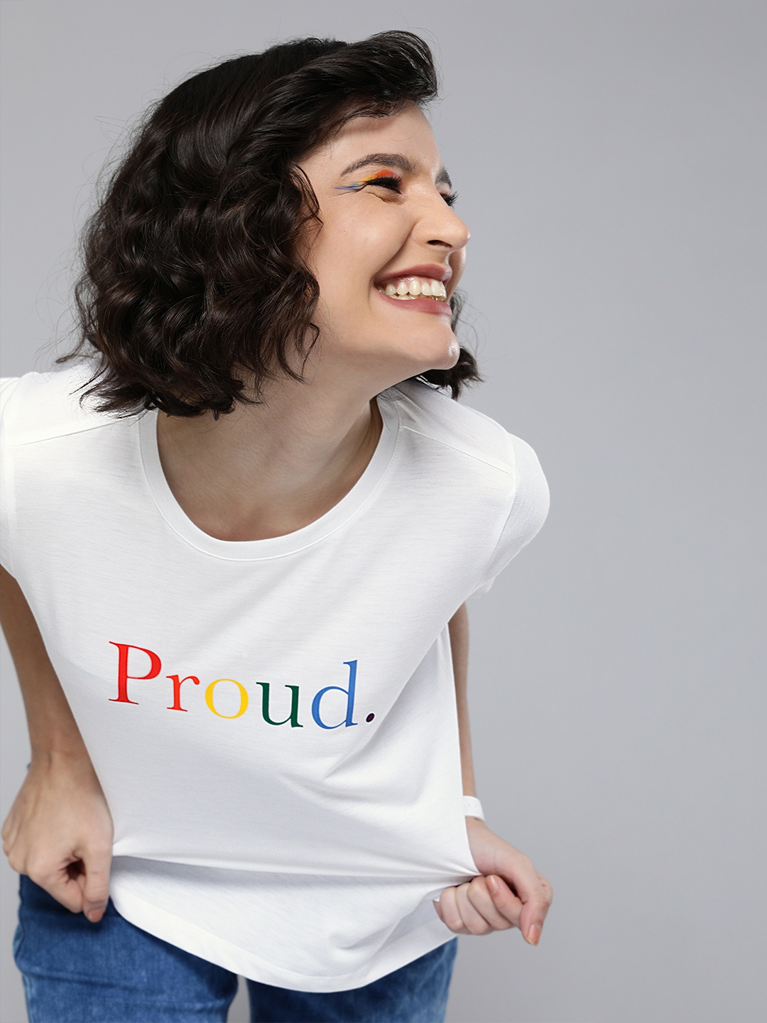 

Mast & Harbour Pride Women White & Red Typography Printed Slim Fit T-shirt