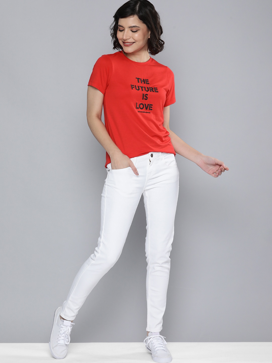 

Mast & Harbour Pride Women Red Typography Printed T-shirt