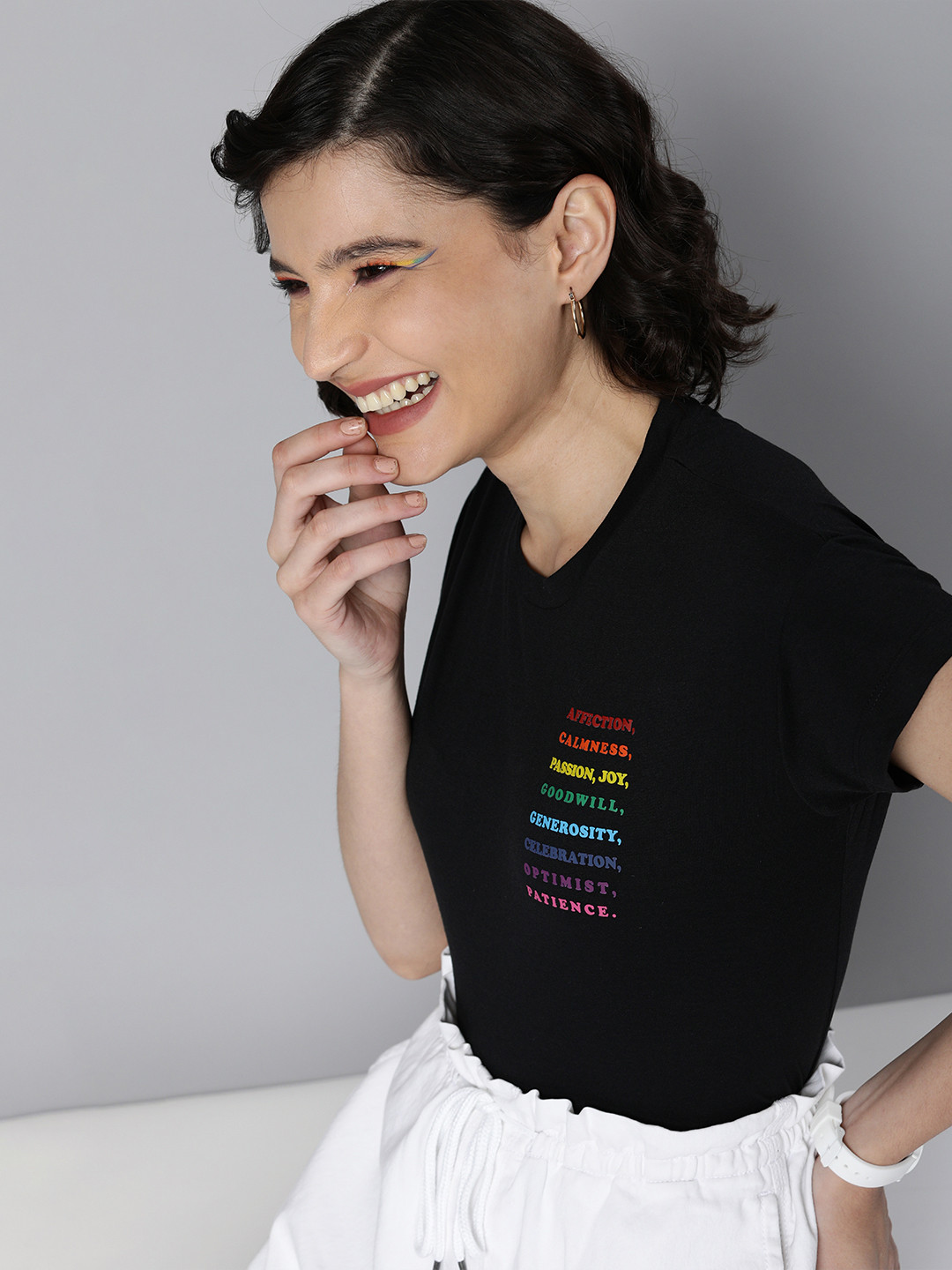 

Mast & Harbour Pride Women Black Typography Printed T-shirt