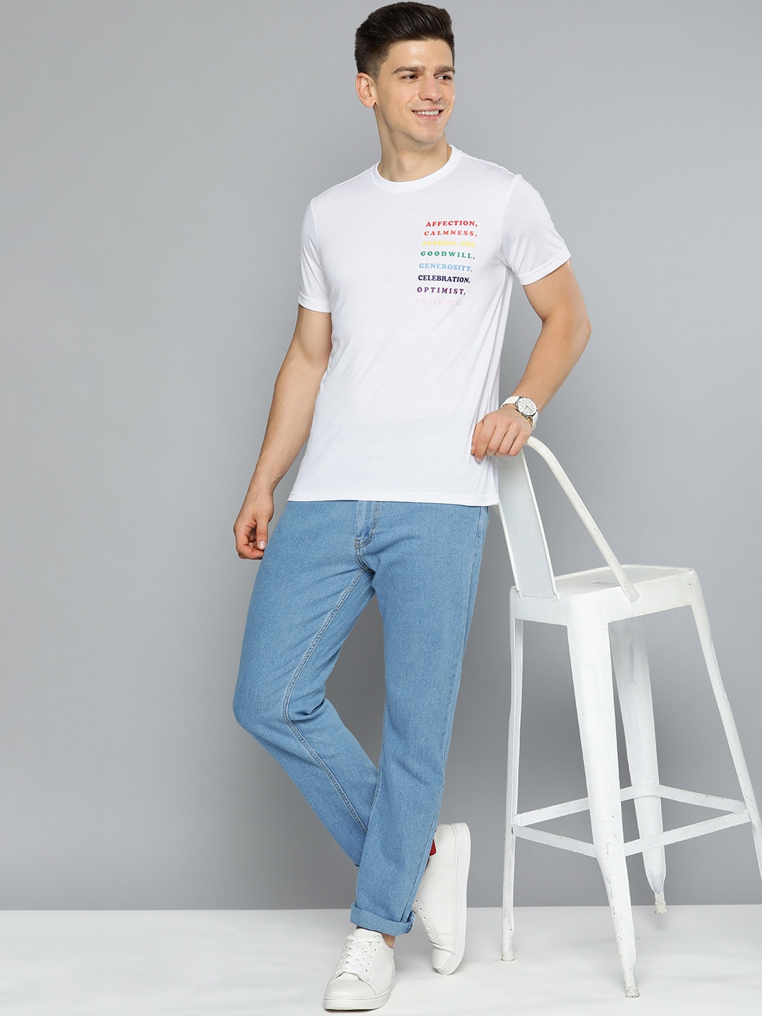 

Mast & Harbour Pride Men White Typography Printed Slim Fit Casual T-shirt