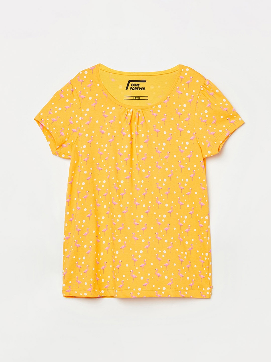 

Fame Forever by Lifestyle Yellow Print Tie-Up Neck Top
