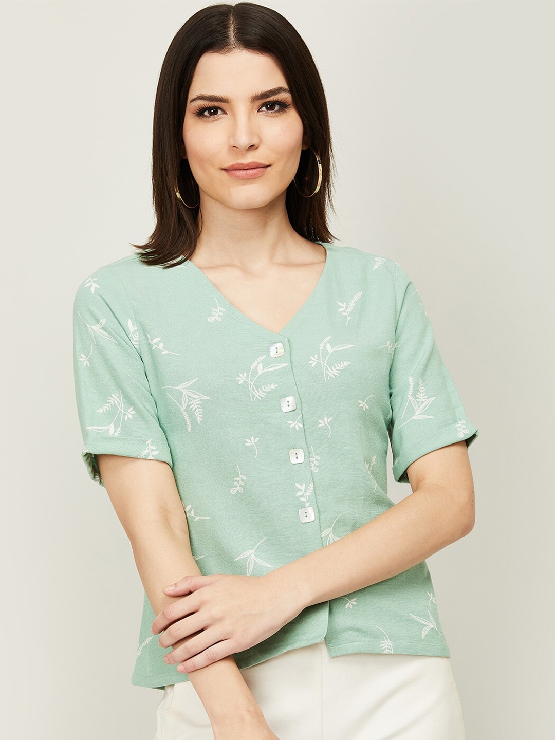 

Bossini Green Floral Print Top