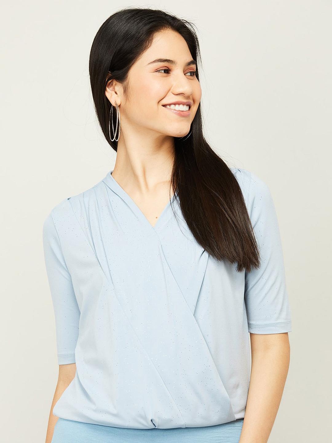 

CODE by Lifestyle Blue Wrap Top