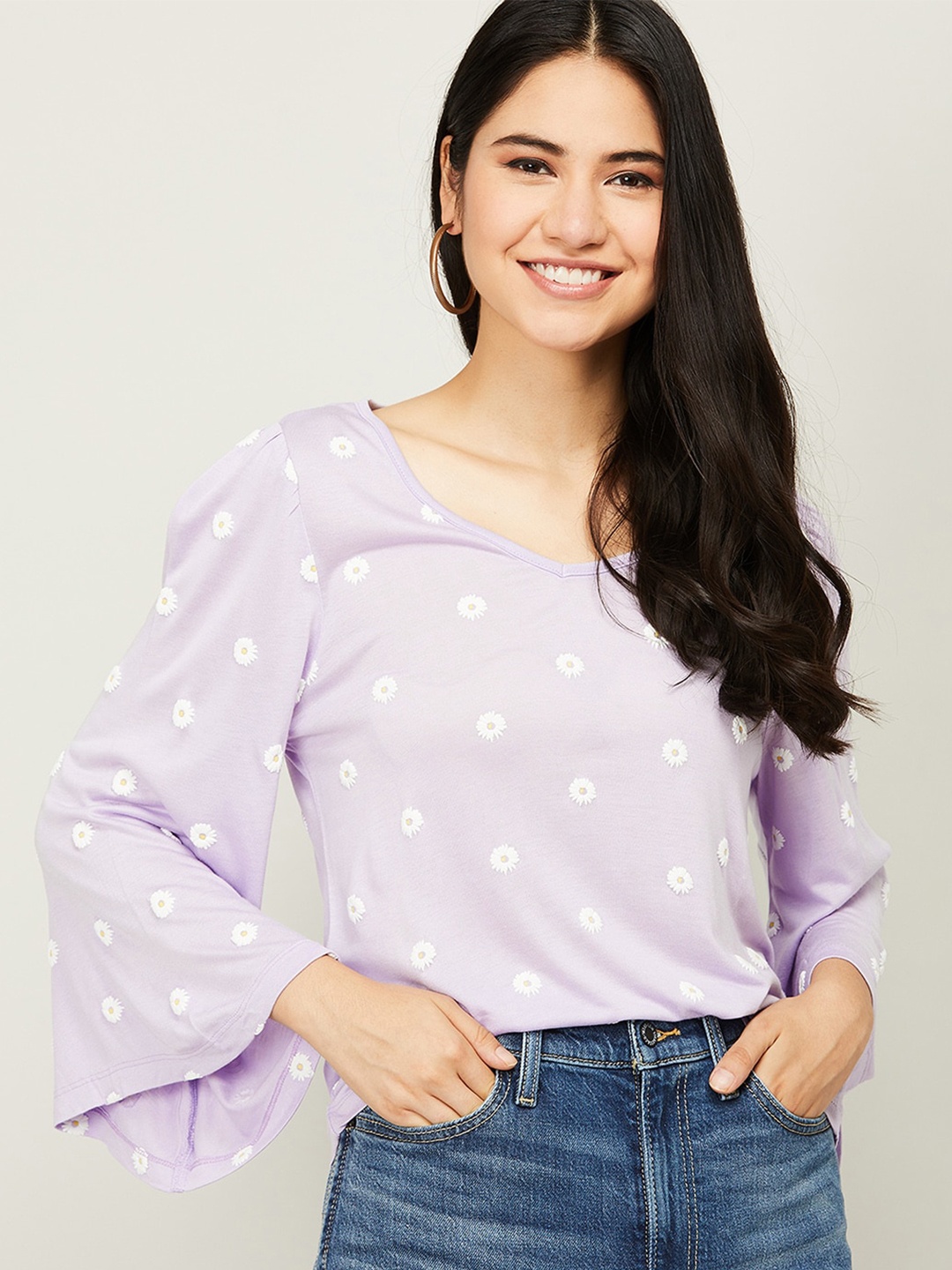 

Fame Forever by Lifestyle Purple Geometric Print Top