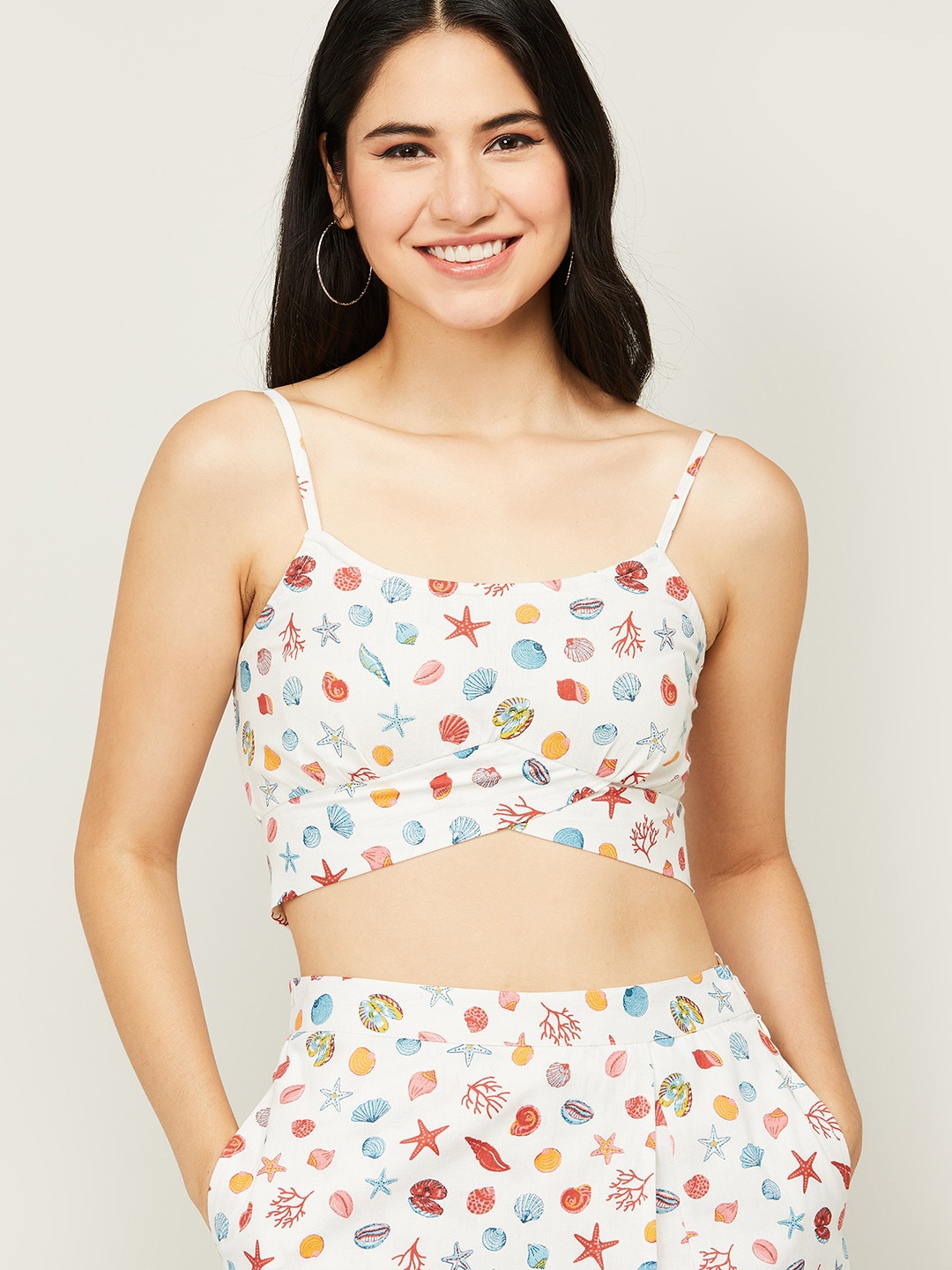 

Ginger by Lifestyle White Floral Print Bralette Crop Top