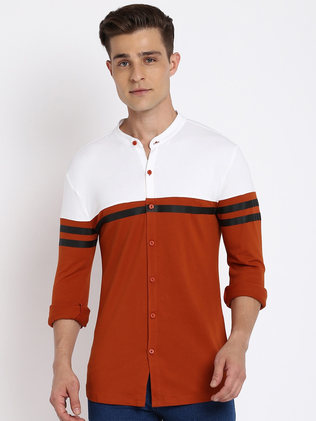 

abof Men Multicoloured Slim Fit Colourblocked Casual Shirt, Multi