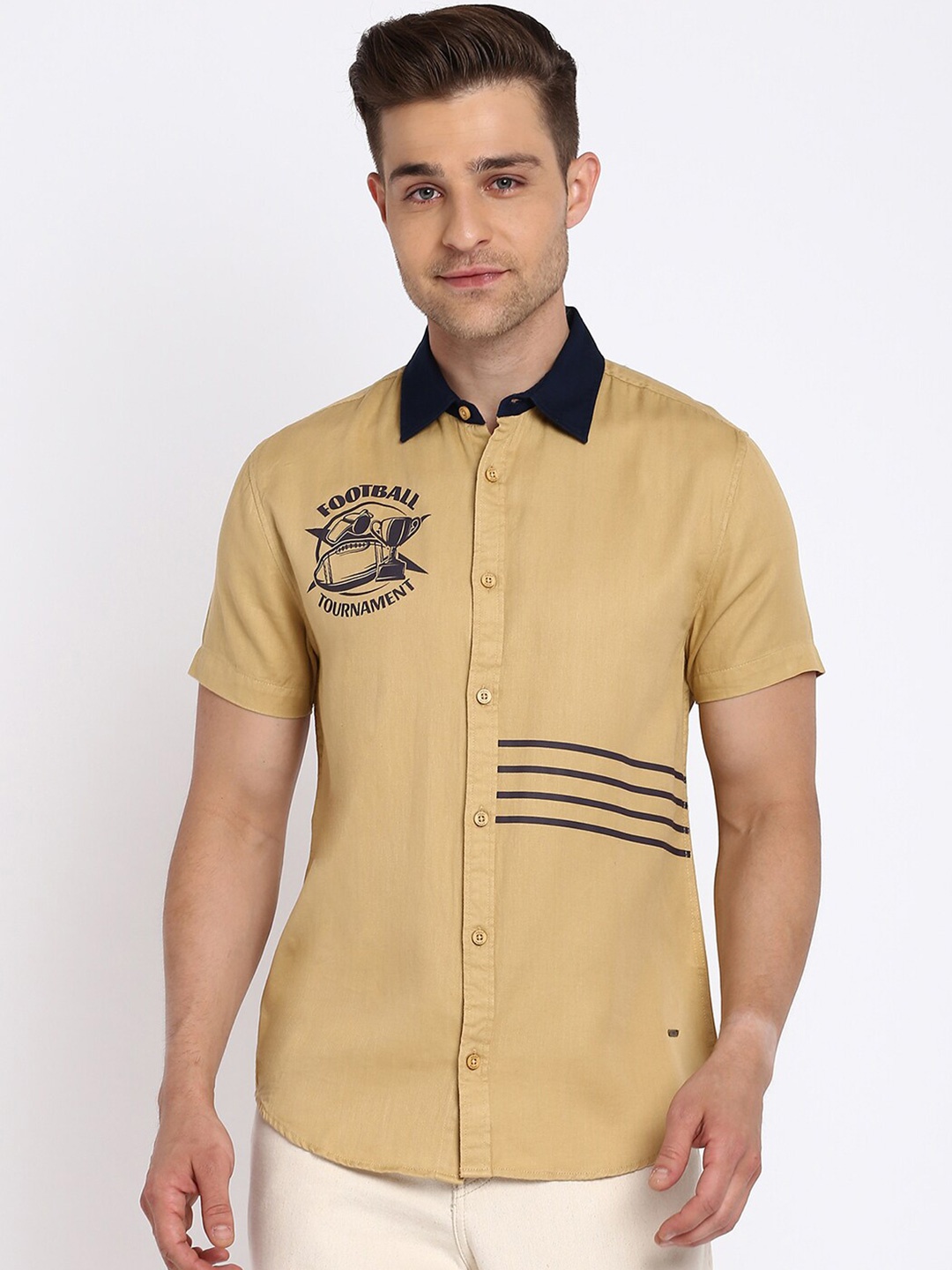 

abof Men Khaki Casual Shirt