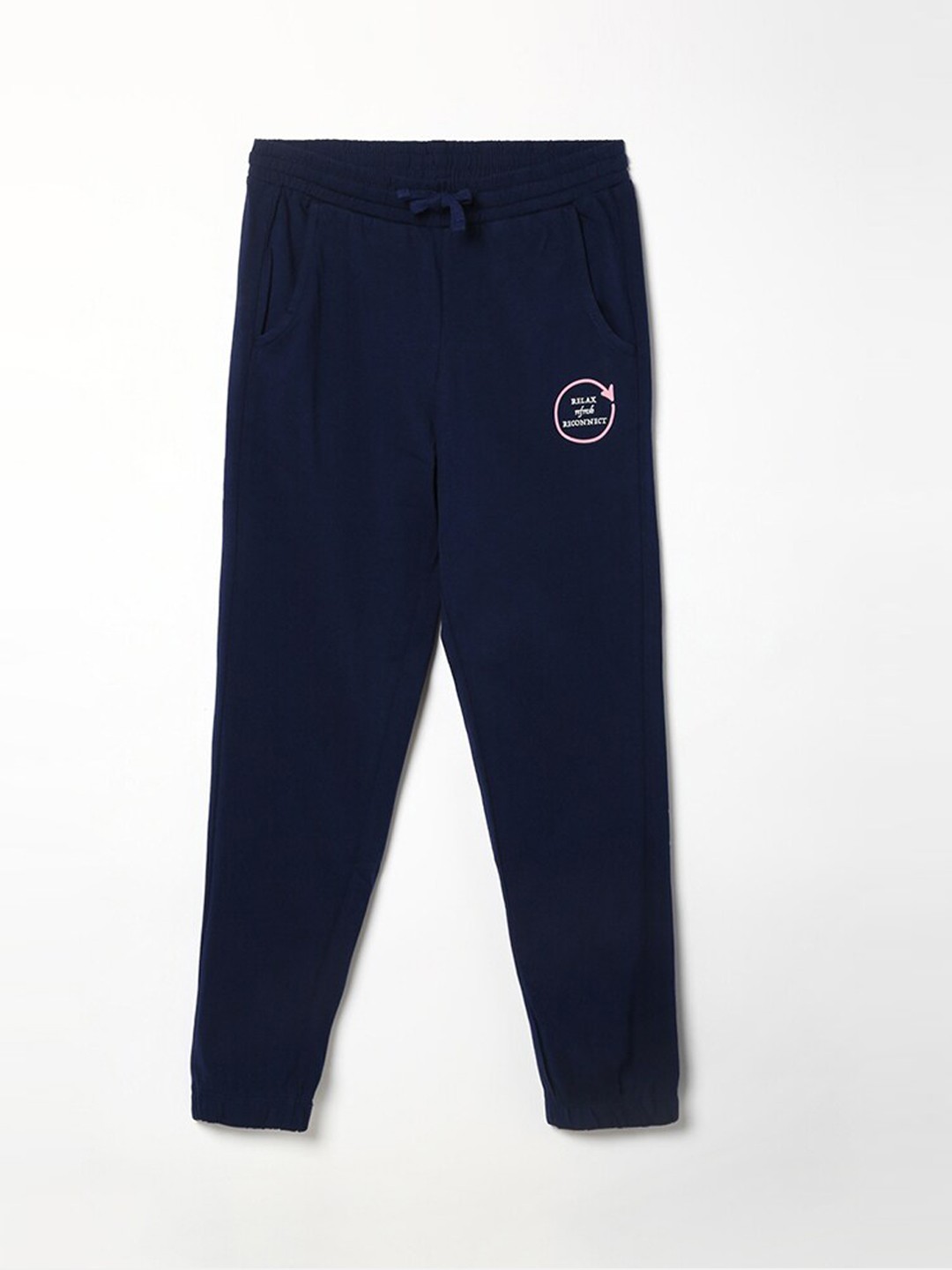 

Fame Forever by Lifestyle Girls Navy Blue Solid Pure Cotton Track Pants