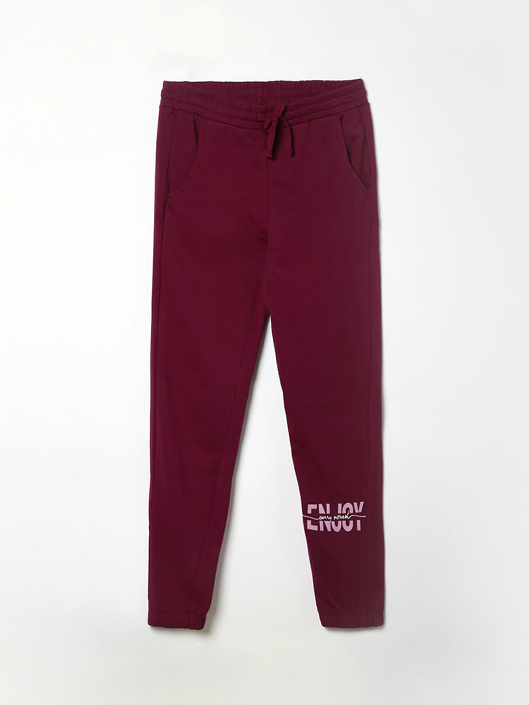 

Fame Forever by Lifestyle Girls Maroon Solid Pure Cotton Track Pants