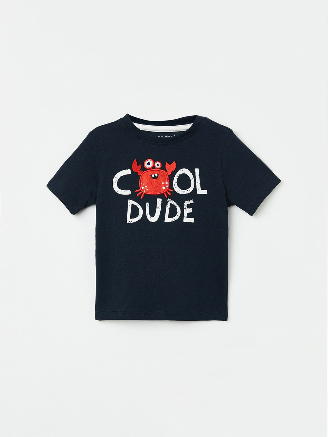

Juniors by Lifestyle Boys Blue Typography Printed Pure Cotton Applique T-shirt