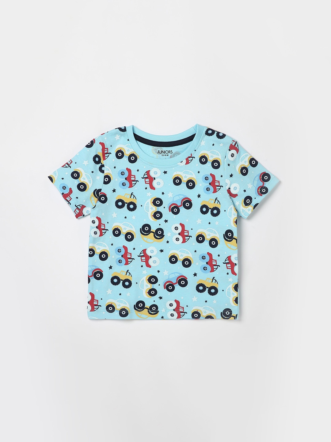 

Juniors by Lifestyle Boys Blue Printed Pure Cotton Applique T-shirt