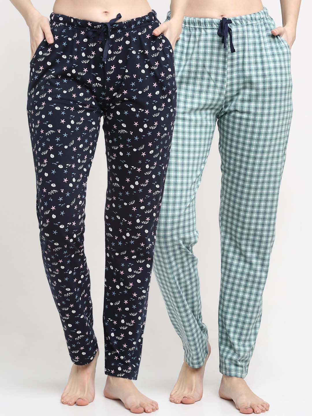 

Kanvin Women Pack Of 2 Pure Cotton Lounge Pants, Green