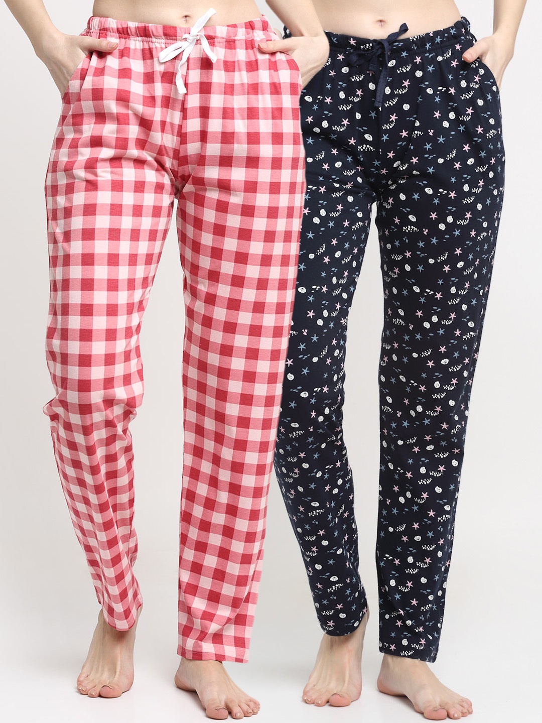 

Kanvin Women Pack Of 2 Pure Cotton Lounge Pants, Pink