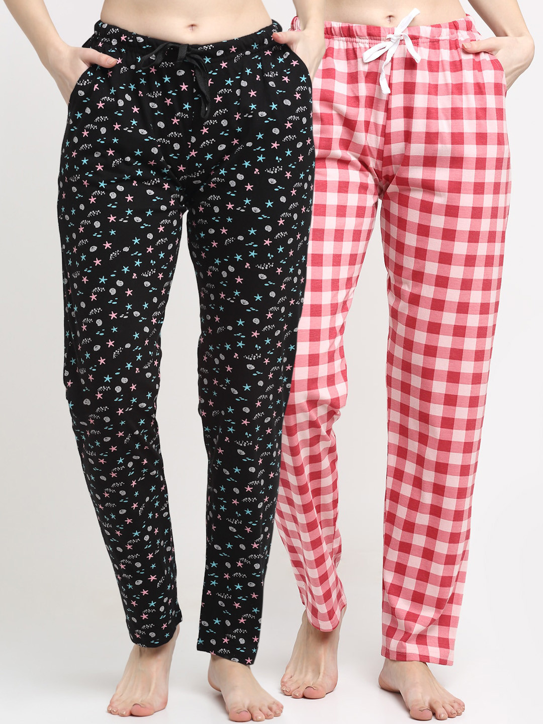 

Kanvin Women Pack Of 2 Pure Cotton Lounge Pants, Pink