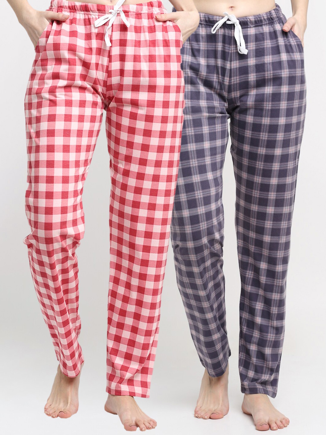 

Kanvin Women Pack Of 2 Pure Cotton Lounge Pants, Pink