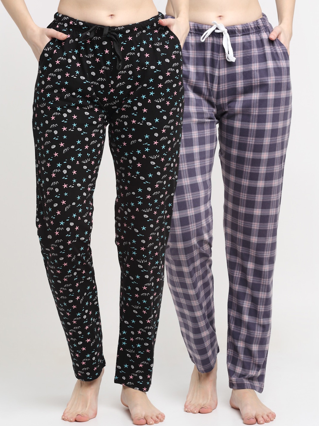 

Kanvin Women Pack Of 2 Pure Cotton Lounge Pants, Black