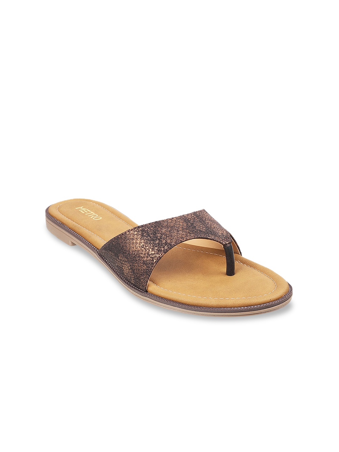 

Metro Women Black Textured Open Toe Flats