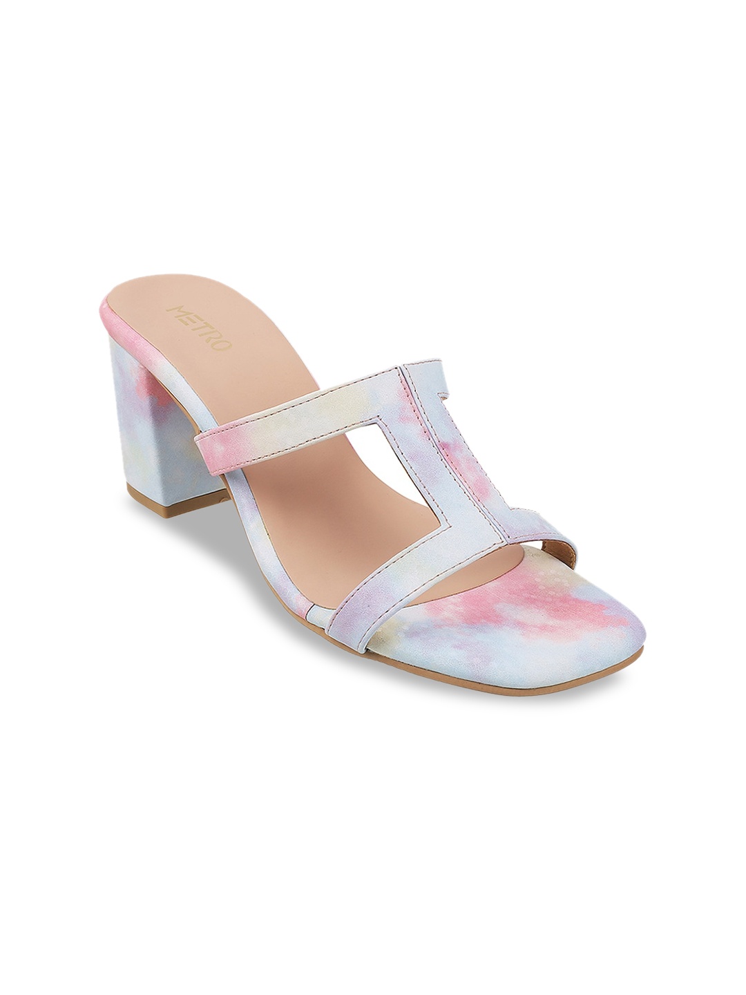 

Metro Pink Striped Block Sandals