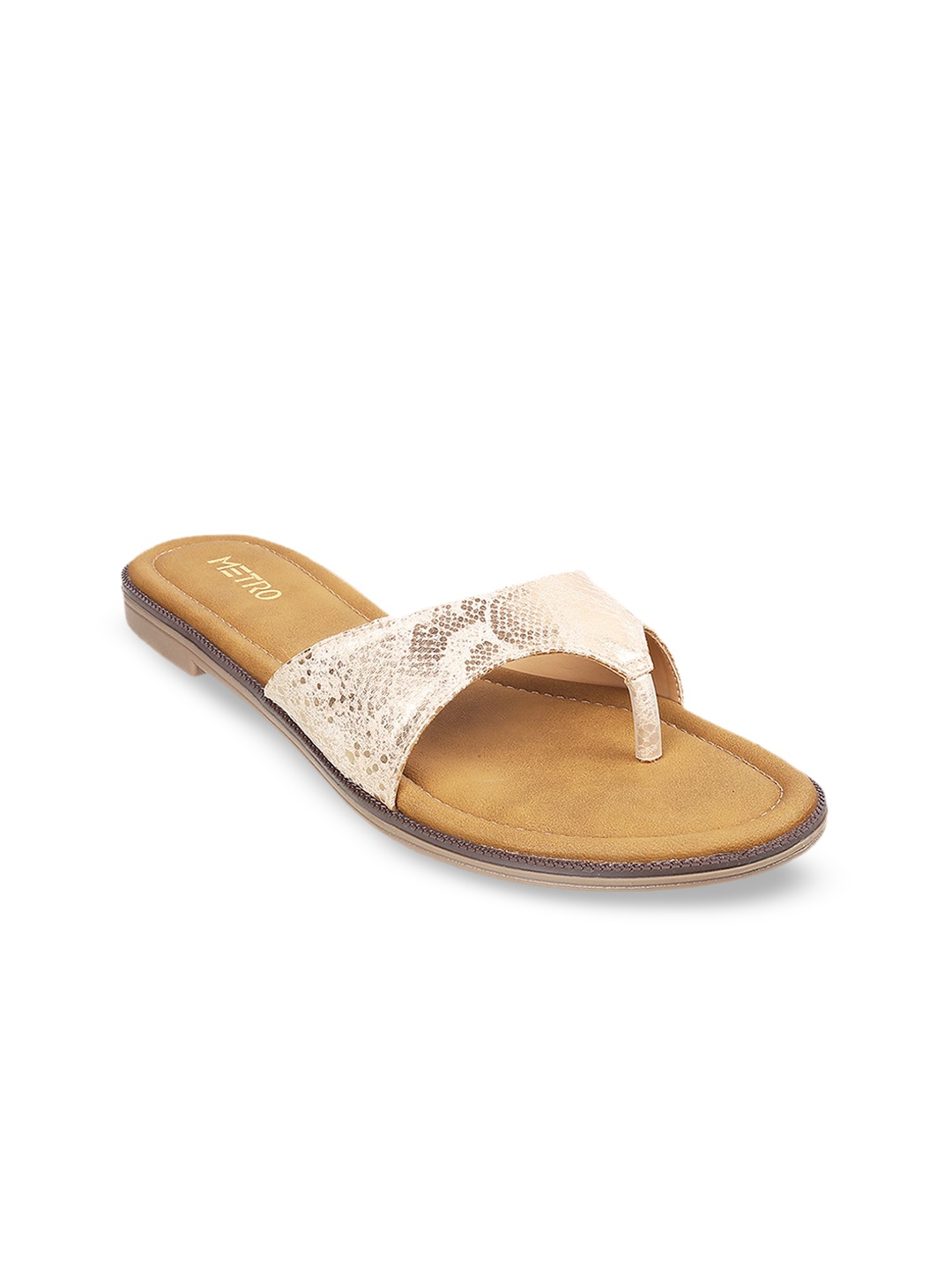 

Metro Women Beige Printed Open Toe Flats