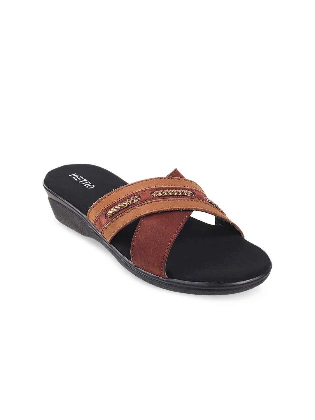 

Metro Women Beige Colourblocked Open Toe Flats with Laser Cuts