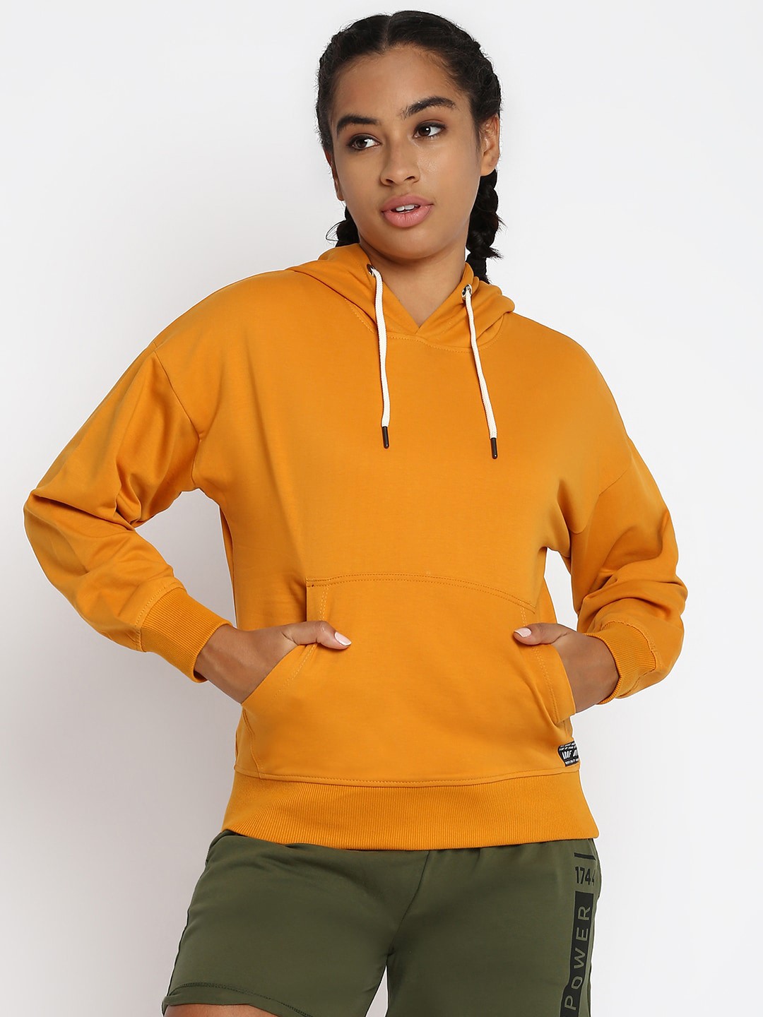 

abof Women Orange Hooded Sweatshirt