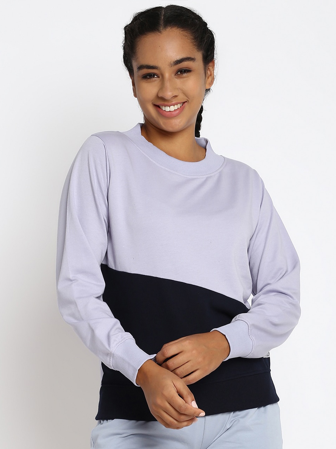 

abof Women Purple Colourblocked Sweatshirt
