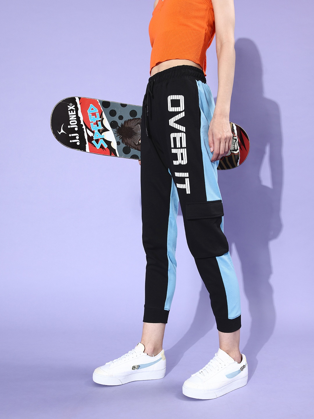 

abof Women Stylish Black Colourblocked Pockets Please Track Pants