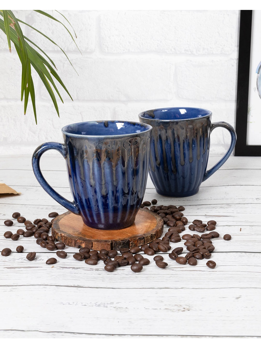 

Homesake Set of 2 Blue & Grey Handcrafted Solid Ceramic Glossy Mugs