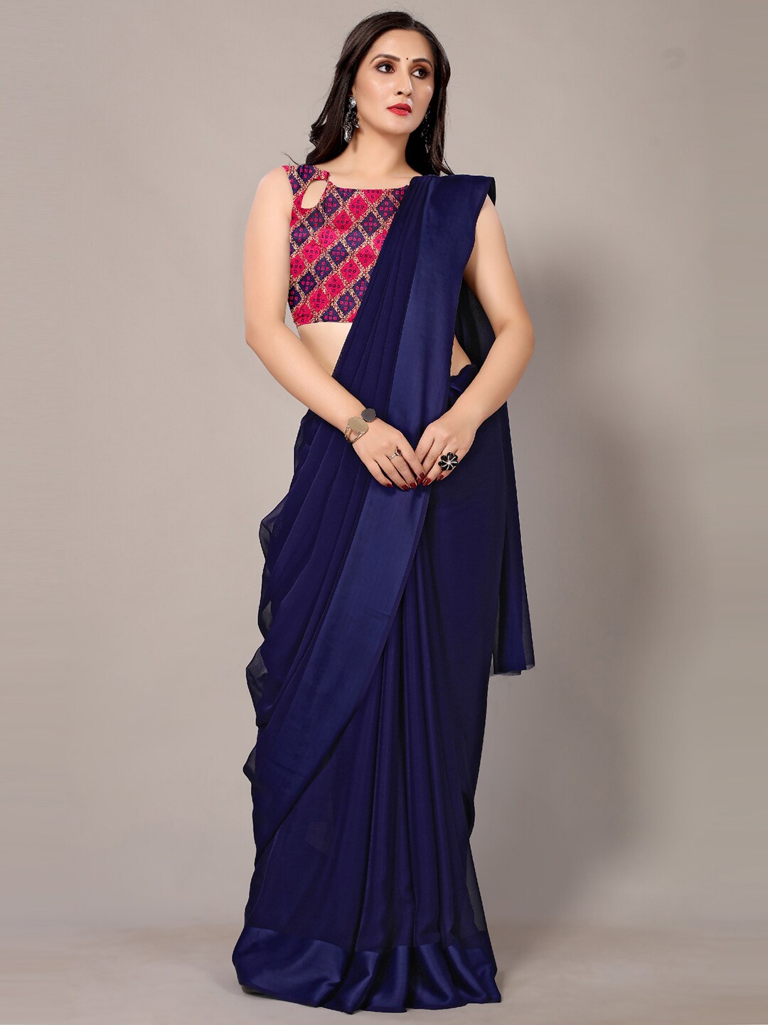 

HRITIKA Navy Blue Saree