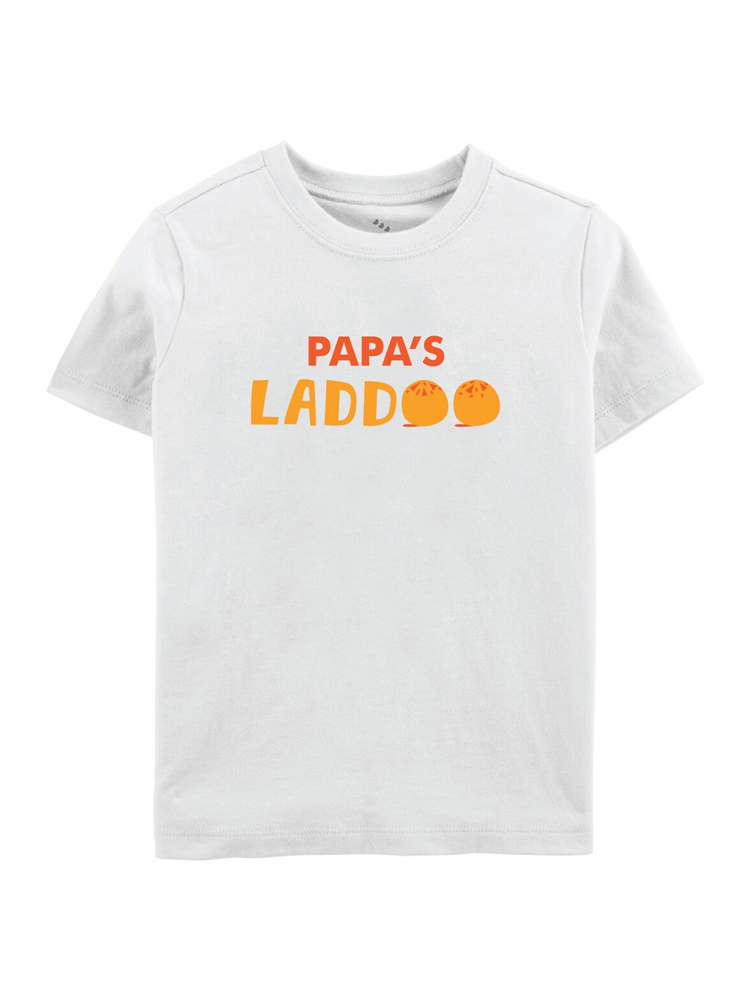 

Zeezeezoo Kids White Papas Laddoo Printed Pure Cotton T-shirt
