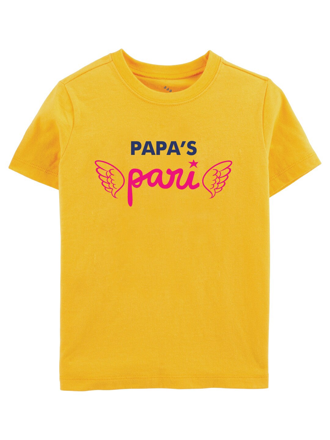 Zeezeezoo Kids Pink Papas Pari Printed Pure Cotton T-shirt, Yellow