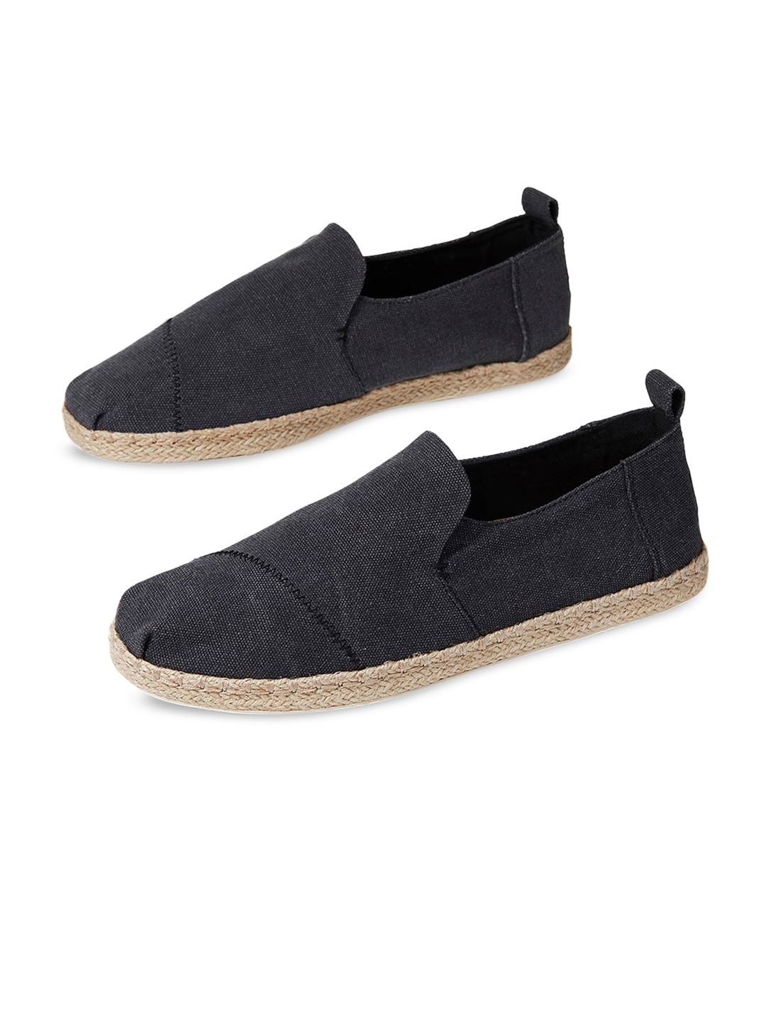 

TOMS Men Black Washed Canvas Alpargata Rope Espadrilles