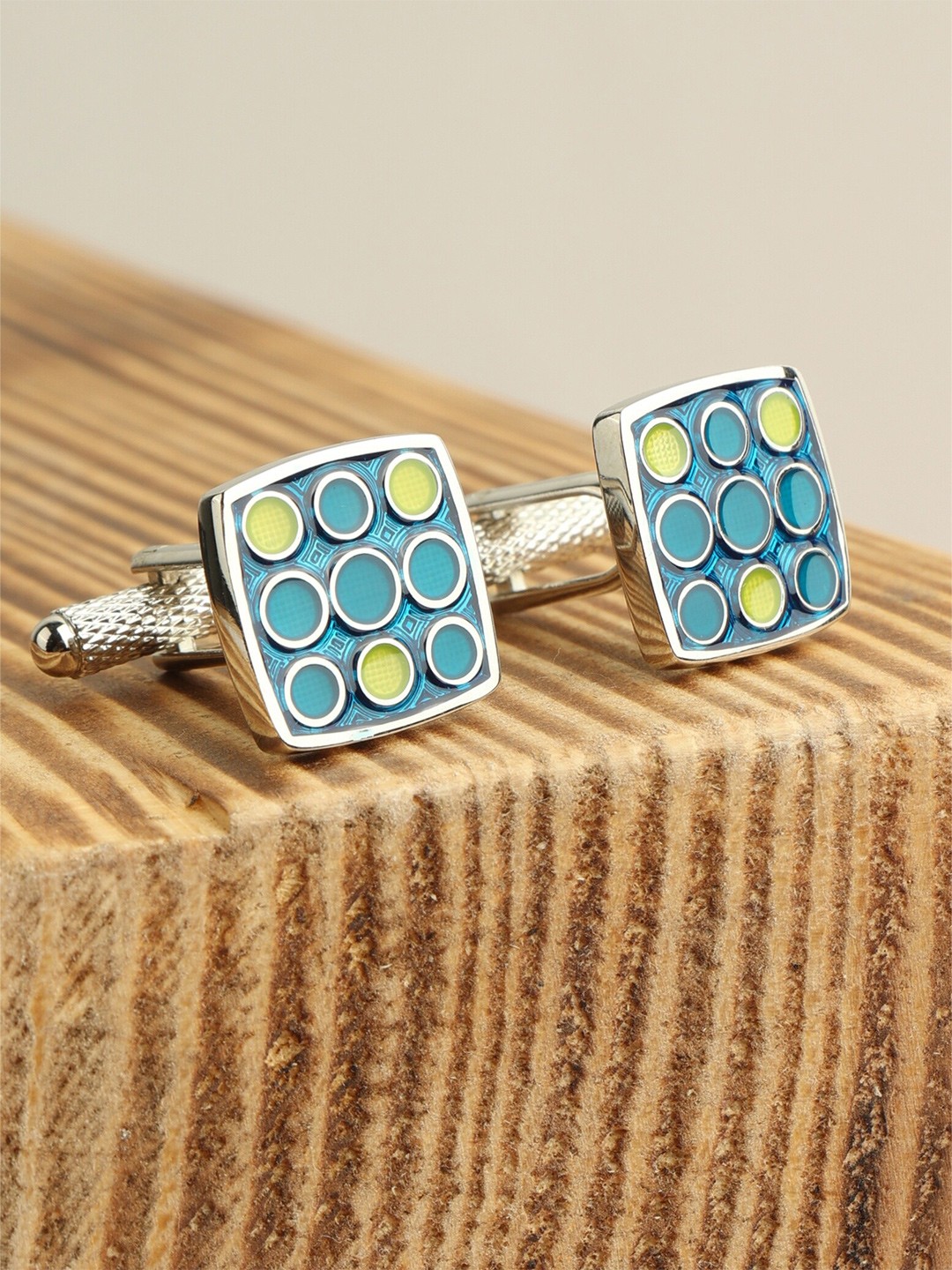 

Alvaro Castagnino Blue & Silver-Toned Cufflink