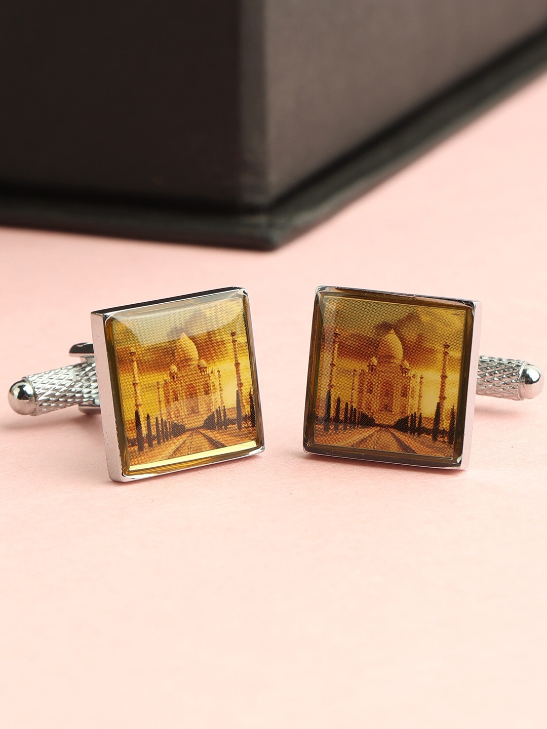 

Alvaro Castagnino Brown & Silver-Toned Square Cufflink