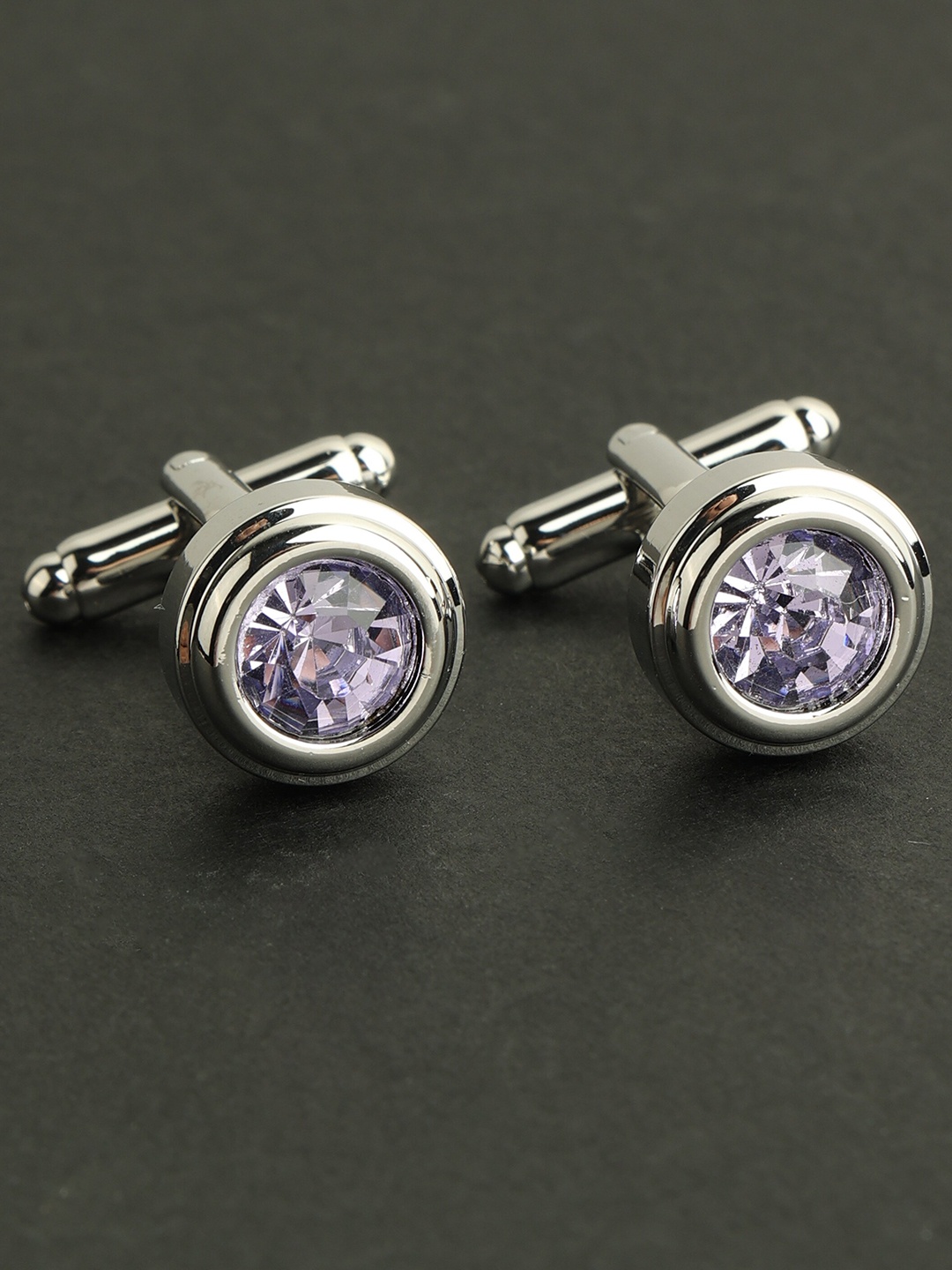 

Alvaro Castagnino Purple & Silver-Toned Embellished Cufflink