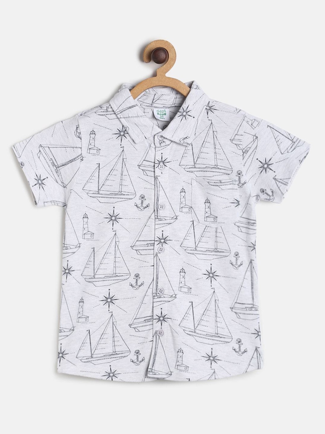 

MINI KLUB Boys White Comfort Printed Casual Shirt