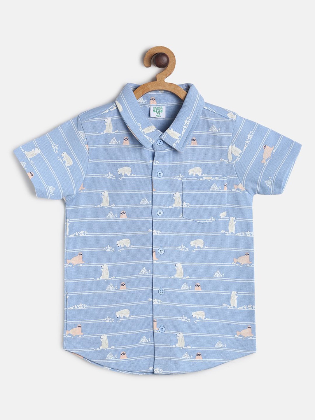 

MINI KLUB Boys Blue Comfort Printed Casual Shirt