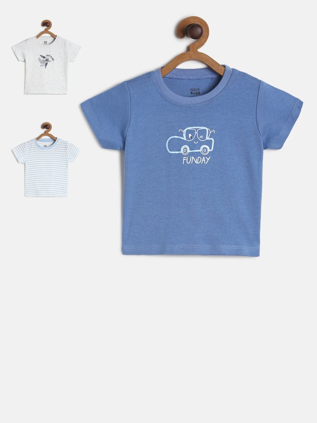 MINI KLUB Boys Multicoloured Typography 3 Applique T-shirt, Multi