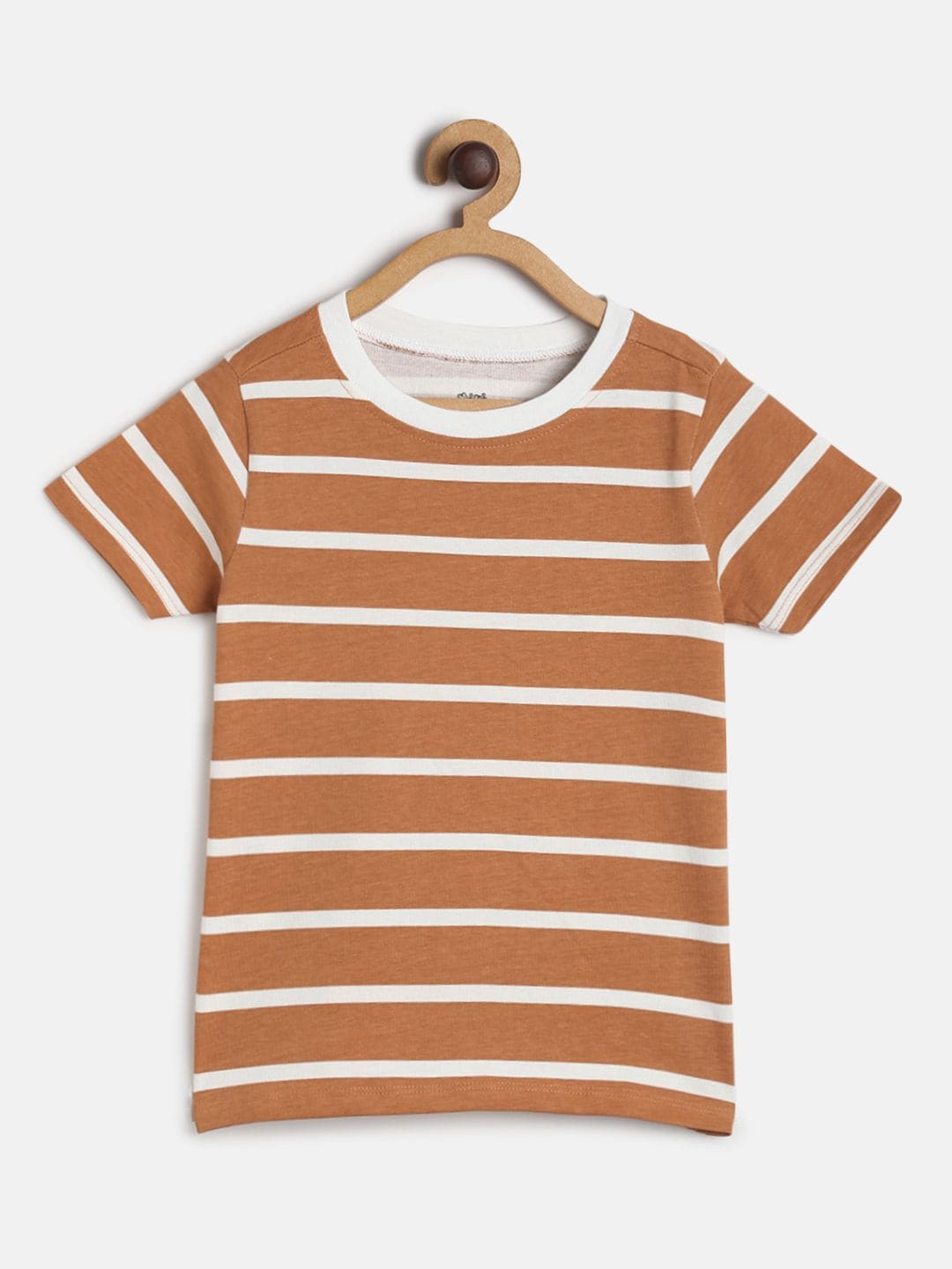 

MINI KLUB Boys Orange Striped Raw Edge T-shirt