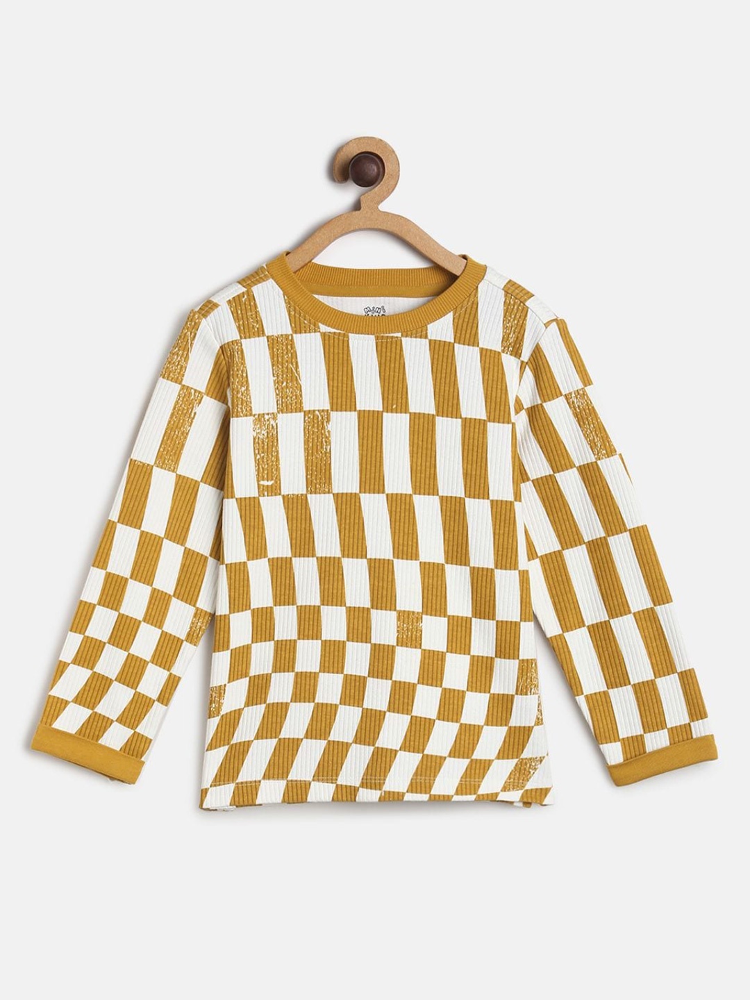

MINI KLUB Boys Yellow Typography Printed Organic Cotton Applique T-shirt