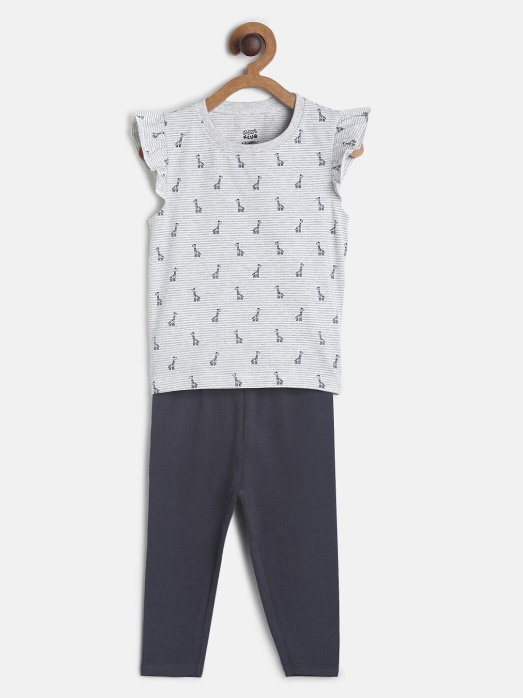 

MINI KLUB Girls Grey & Black Printed Top with Leggings
