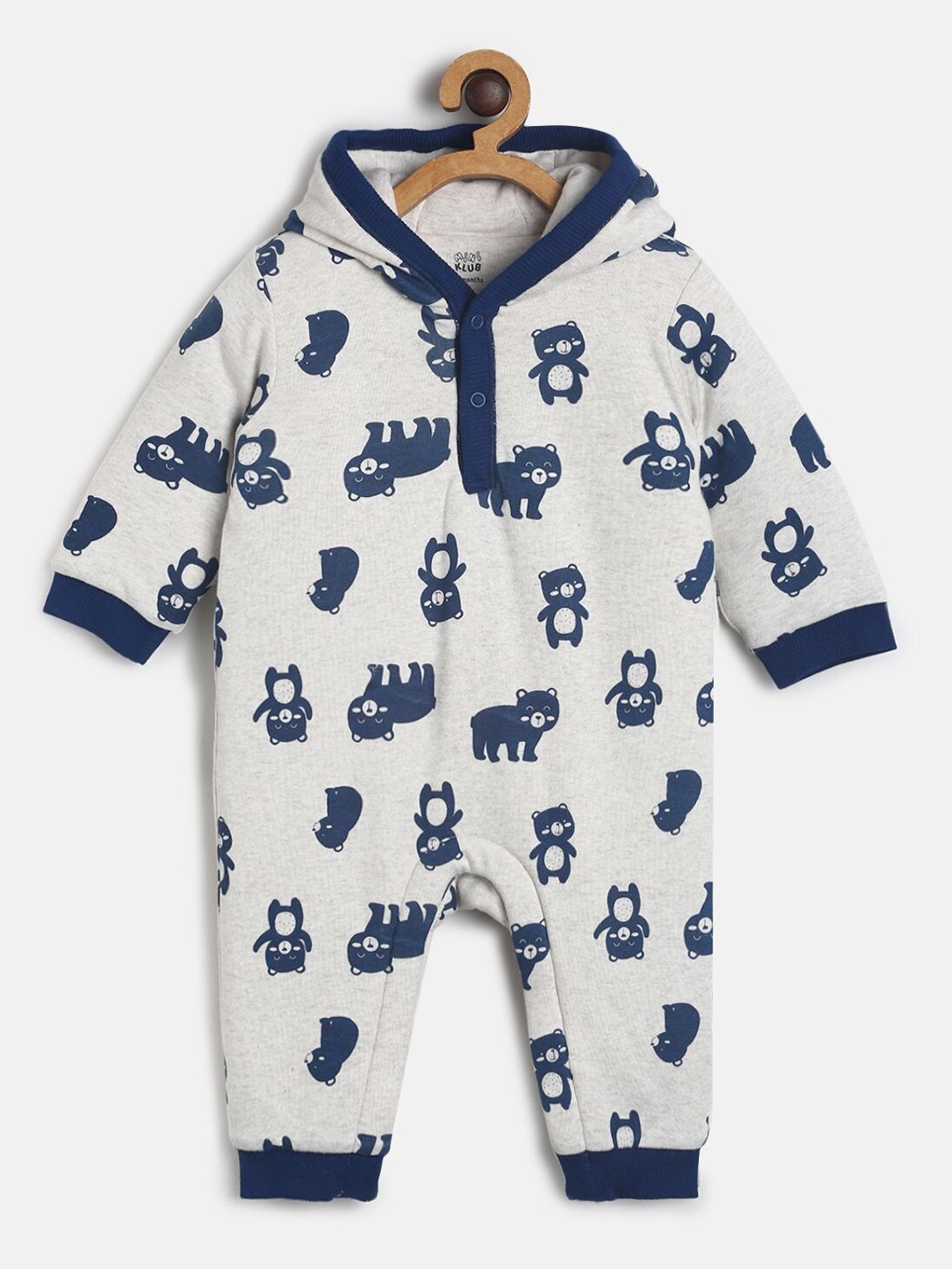 

MINI KLUB Infant Boys Blue & White Printed Organic Cotton Rompers