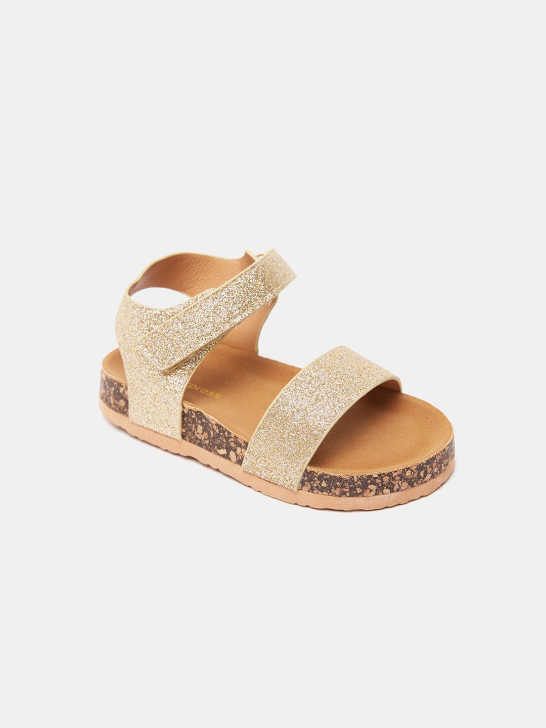 

shoexpress Girls Gold-Toned Embellished Open Toe Flats