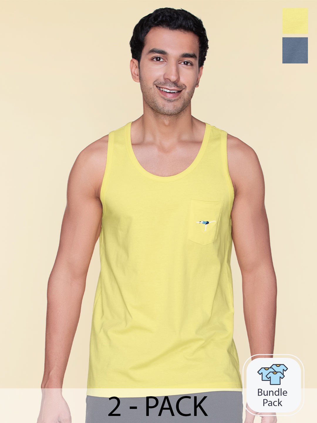 

XYXX Men Pack Of 2 High Moisture Absorbing Workout Vest with Anti-bacterial Silver Finish, Blue